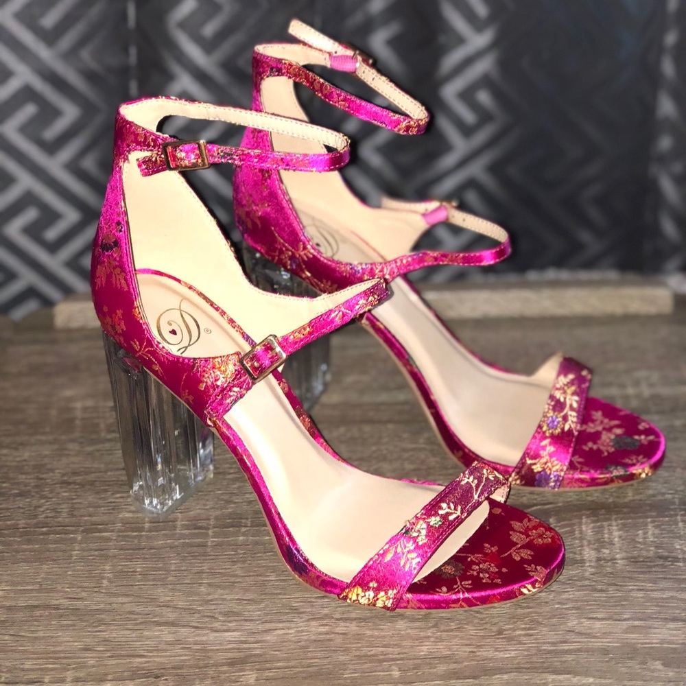 Brand New Pink Floral Heels - Picture 3 of 7